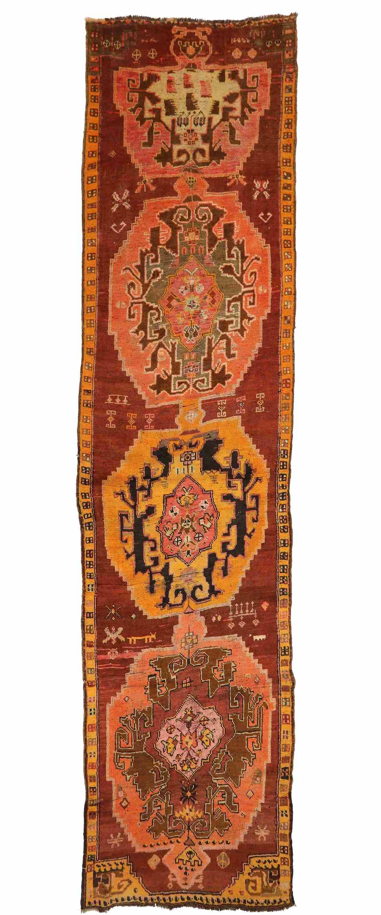 Vintage Unique Turkish Kars Rug - 4`0'' x 14`11''