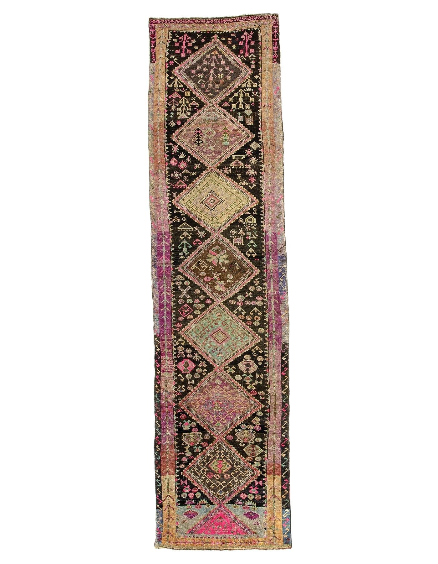 Vintage Unique Turkish Kars Runner Rug - 3`10'' x 15`6''