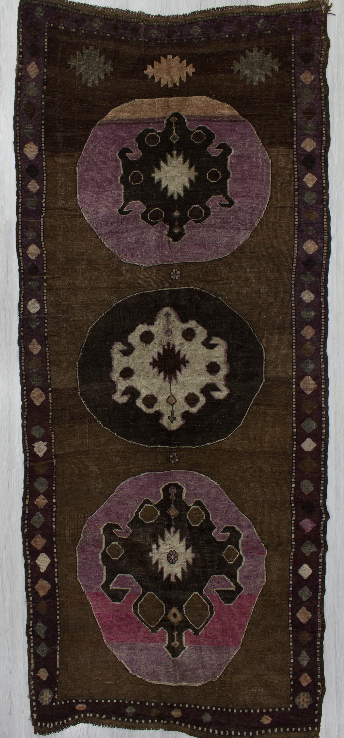 Vintage Unique Turkish Kars Wool Rug