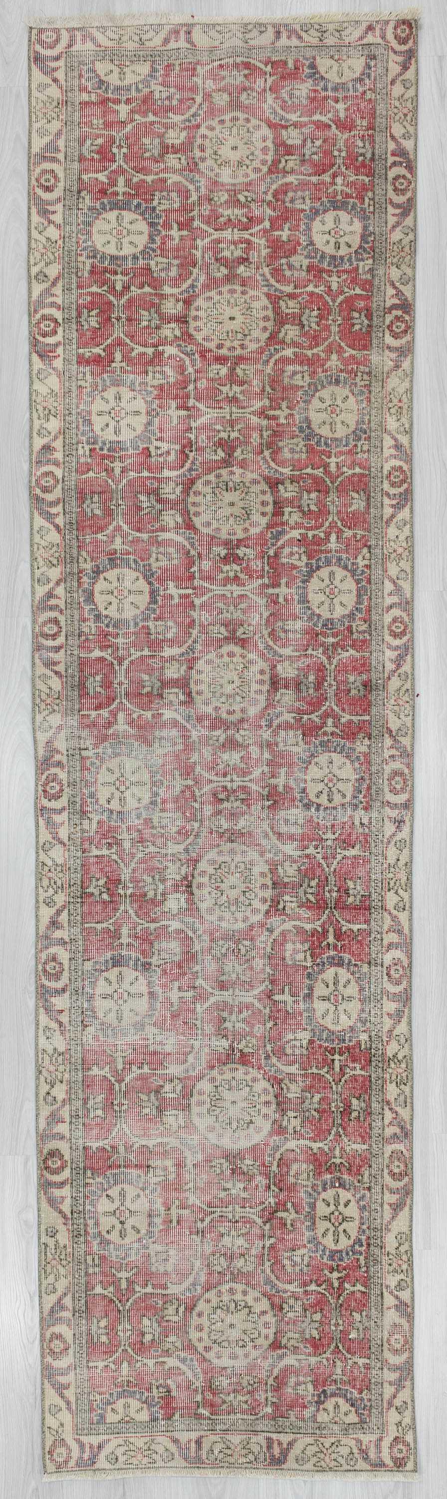 Vintage unique Turkish Oushak runner rug