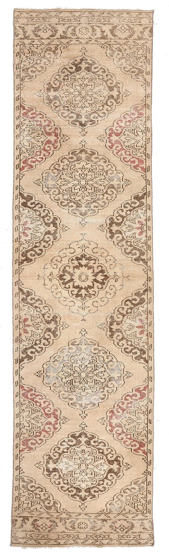 Vintage Washed Out Oushak Runner - 3`2'' x 12`4''