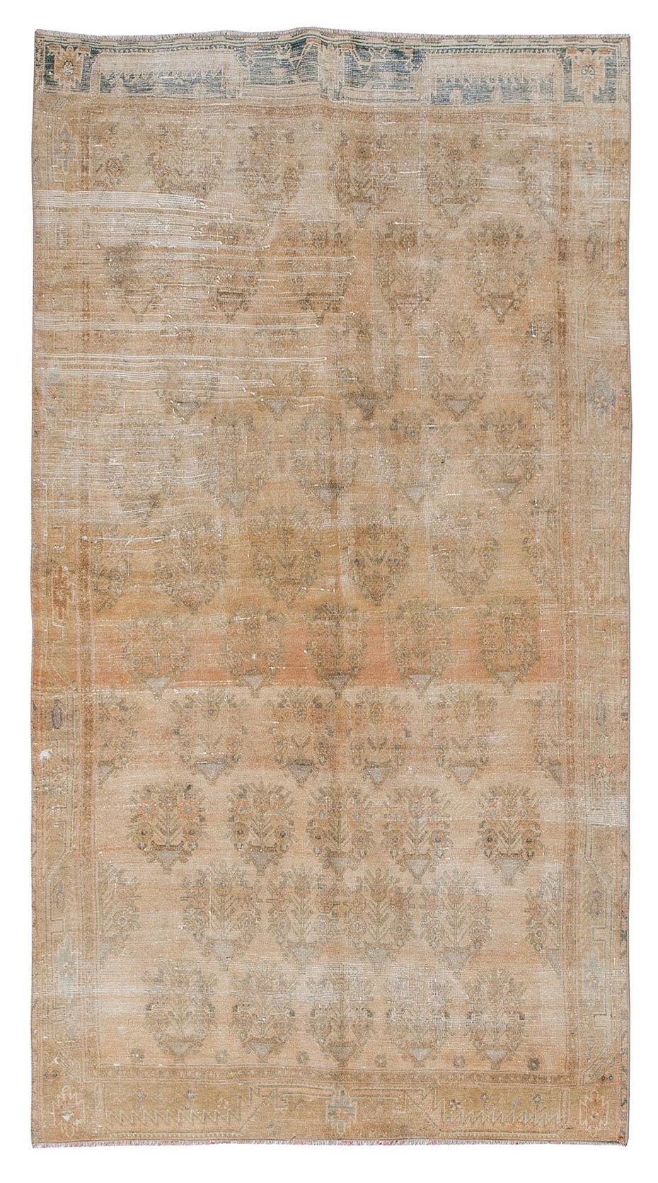 Vintage Washed Out Tabriz Wool Rug - 4`11'' x 9`1''