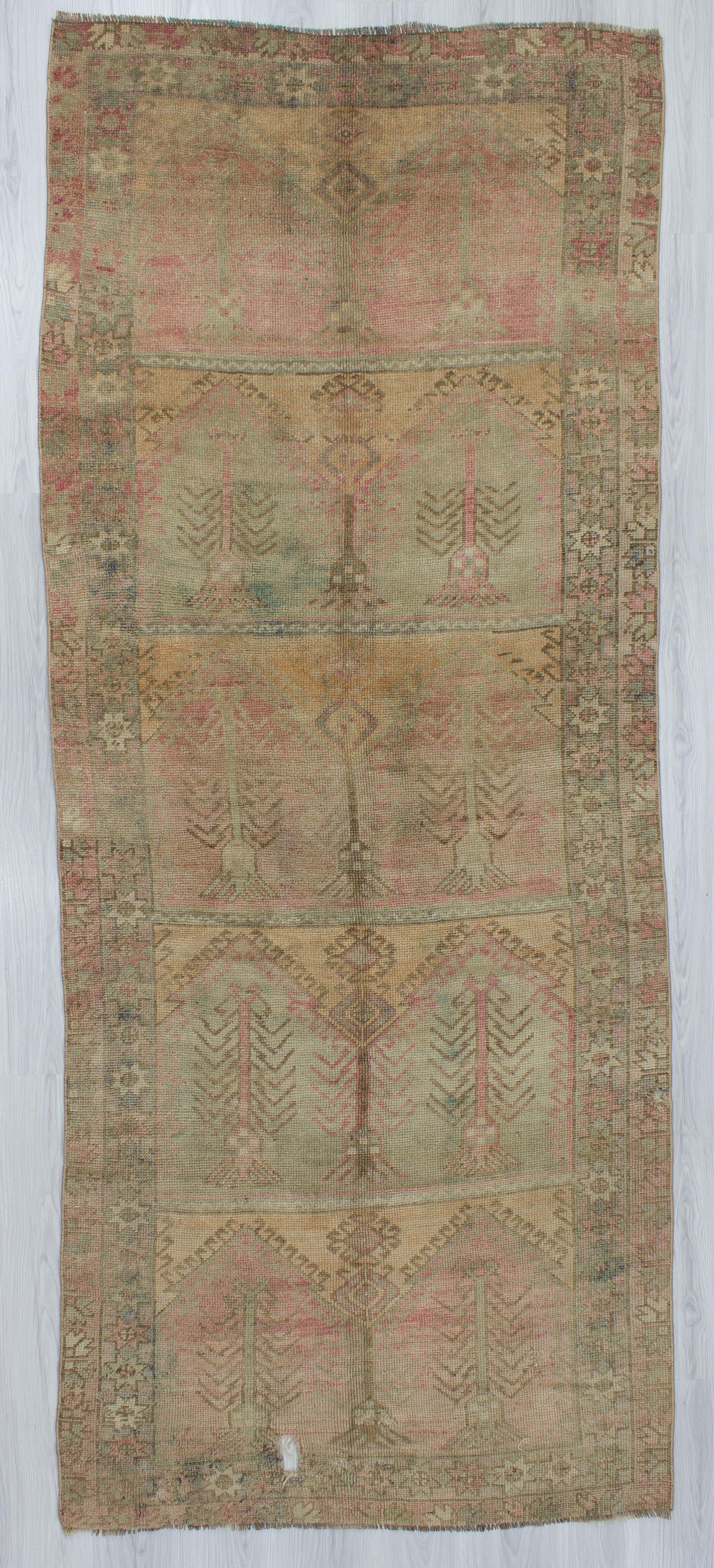 Vintage Washed Out Unique Turkish Wool Rug