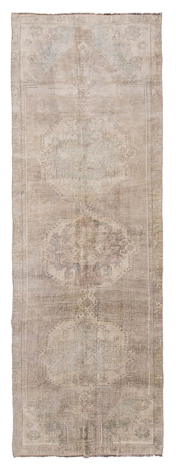 Vintage Wide Faded Turkish Kars Runner  - 4`4'' x 13`1''