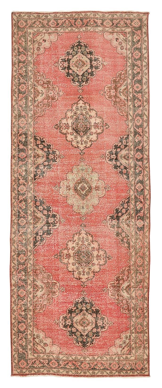 Vintage Worn Out Turkish Area Rug - 4`7'' x 12`6''