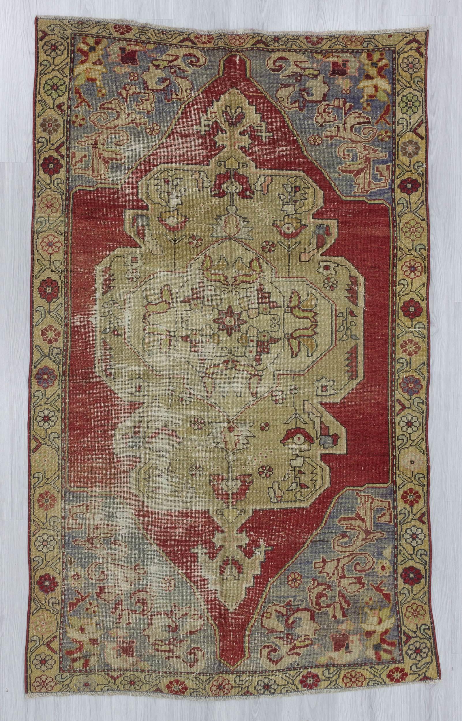 Vintage worn out Turkish Konya rug
