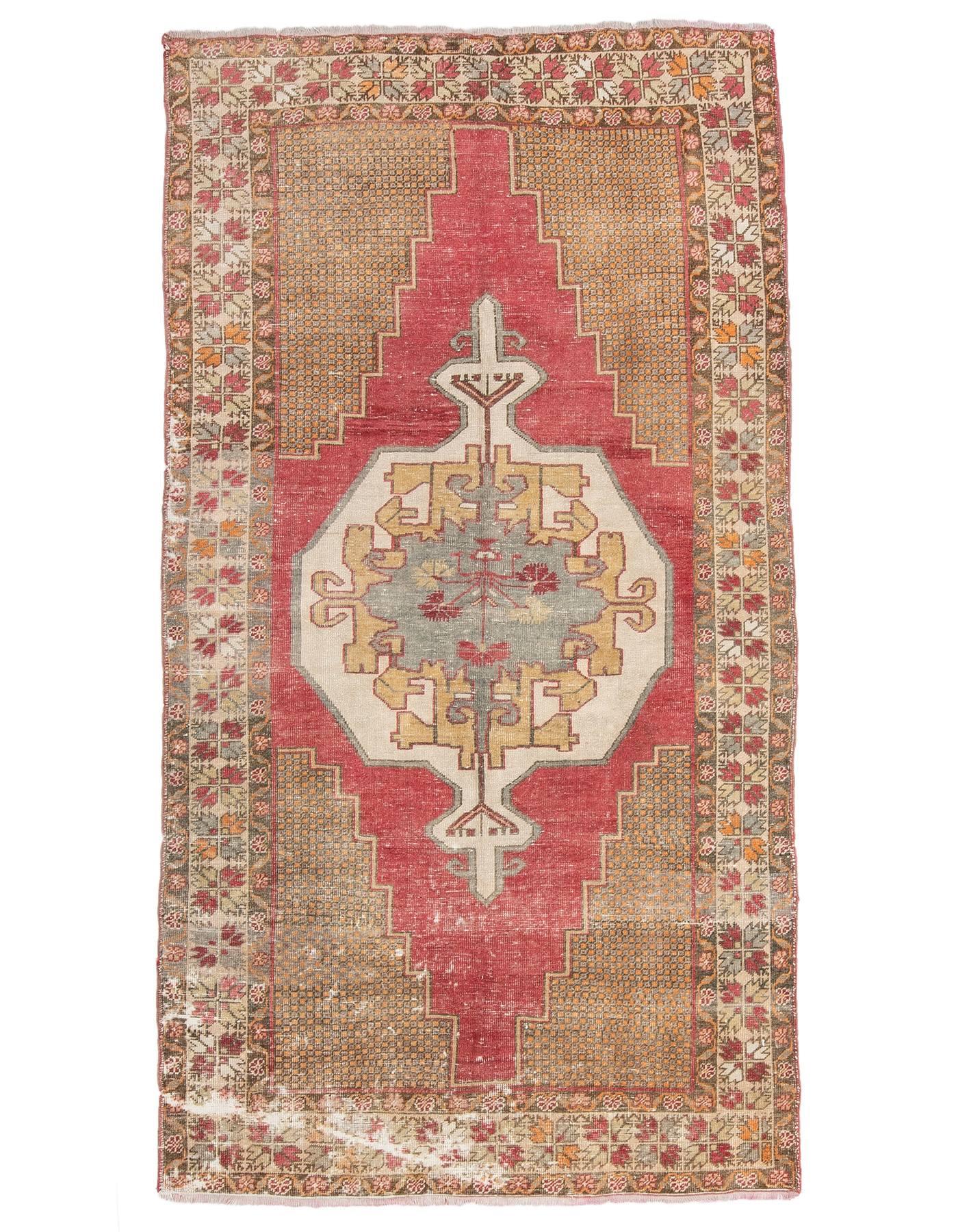 Vintage Worn Turkish Anatolian Rug - 4`11'' x 9`4''