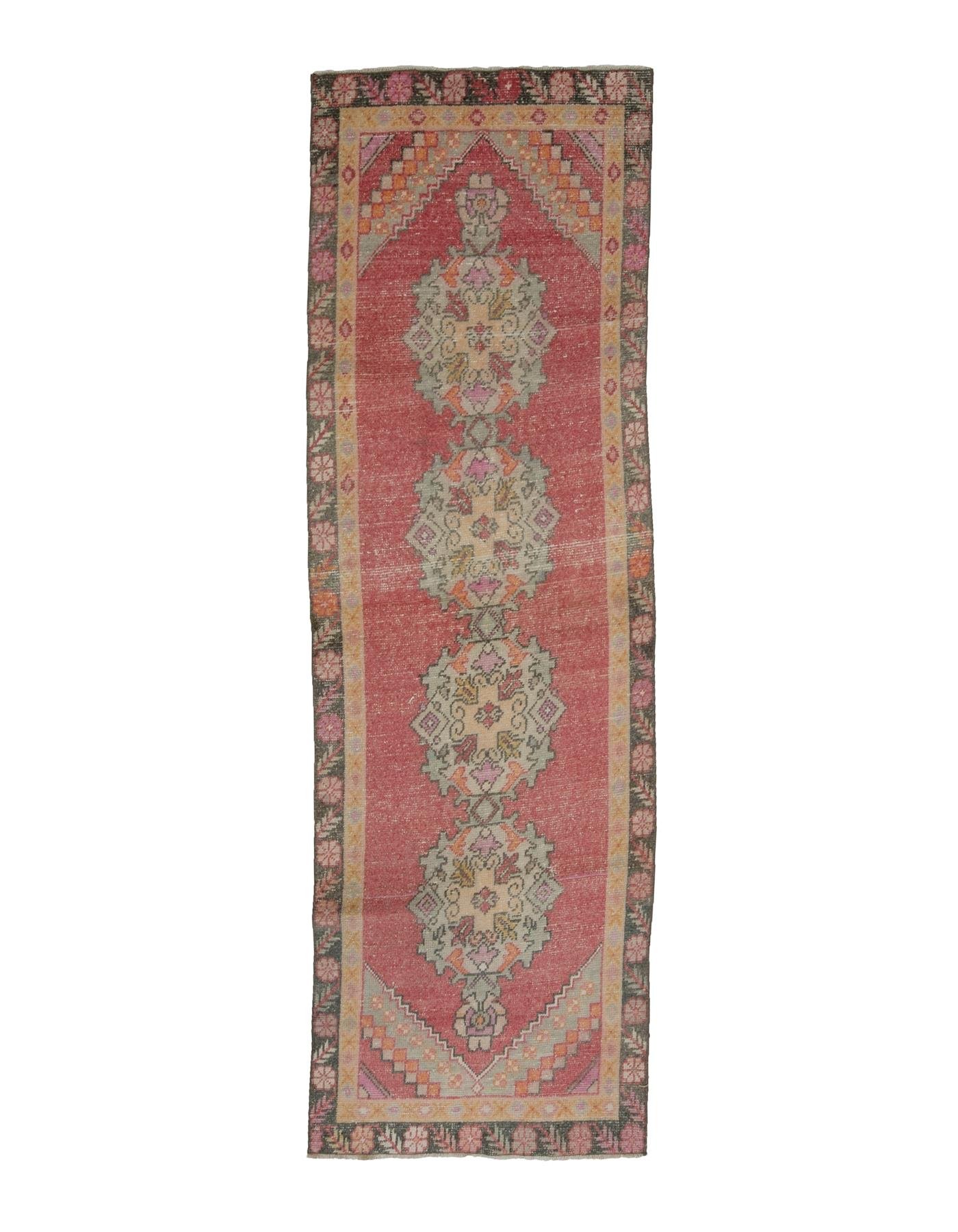 Vintage Worn Turkish Runner Rug - 2`8'' x 9`0''
