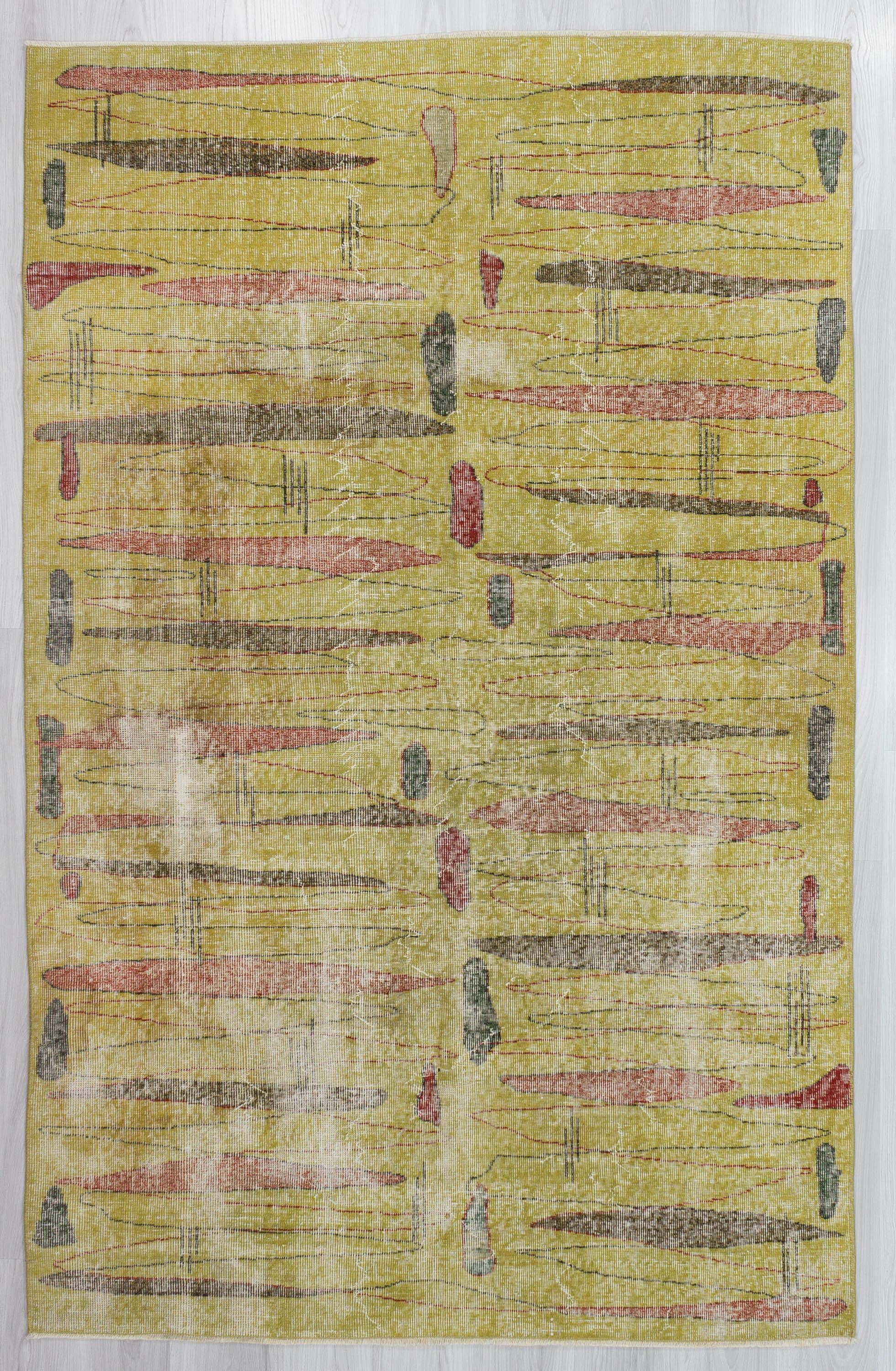 Vintage Yellow Oushak Rug