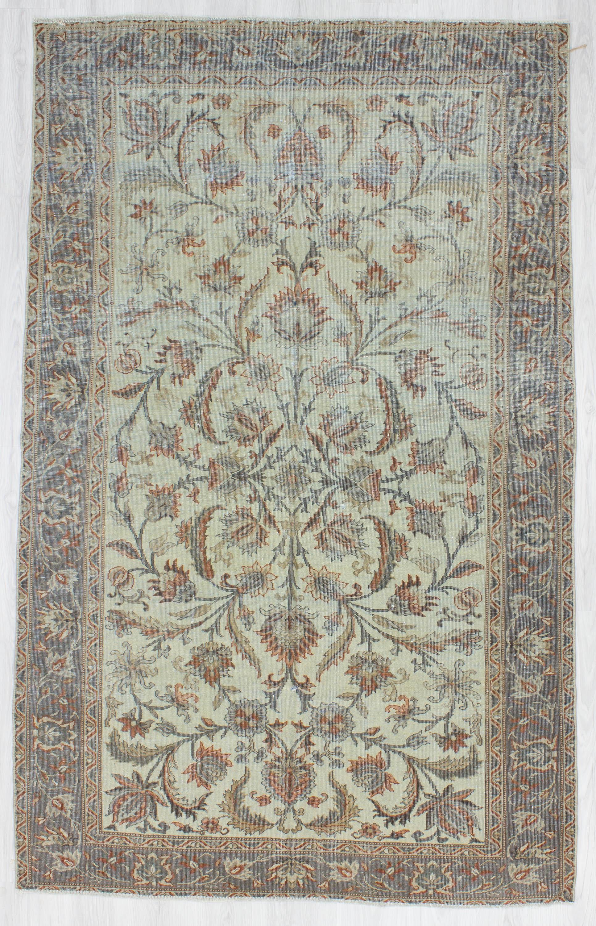 Washed out Distressed Persian Tabriz Rug