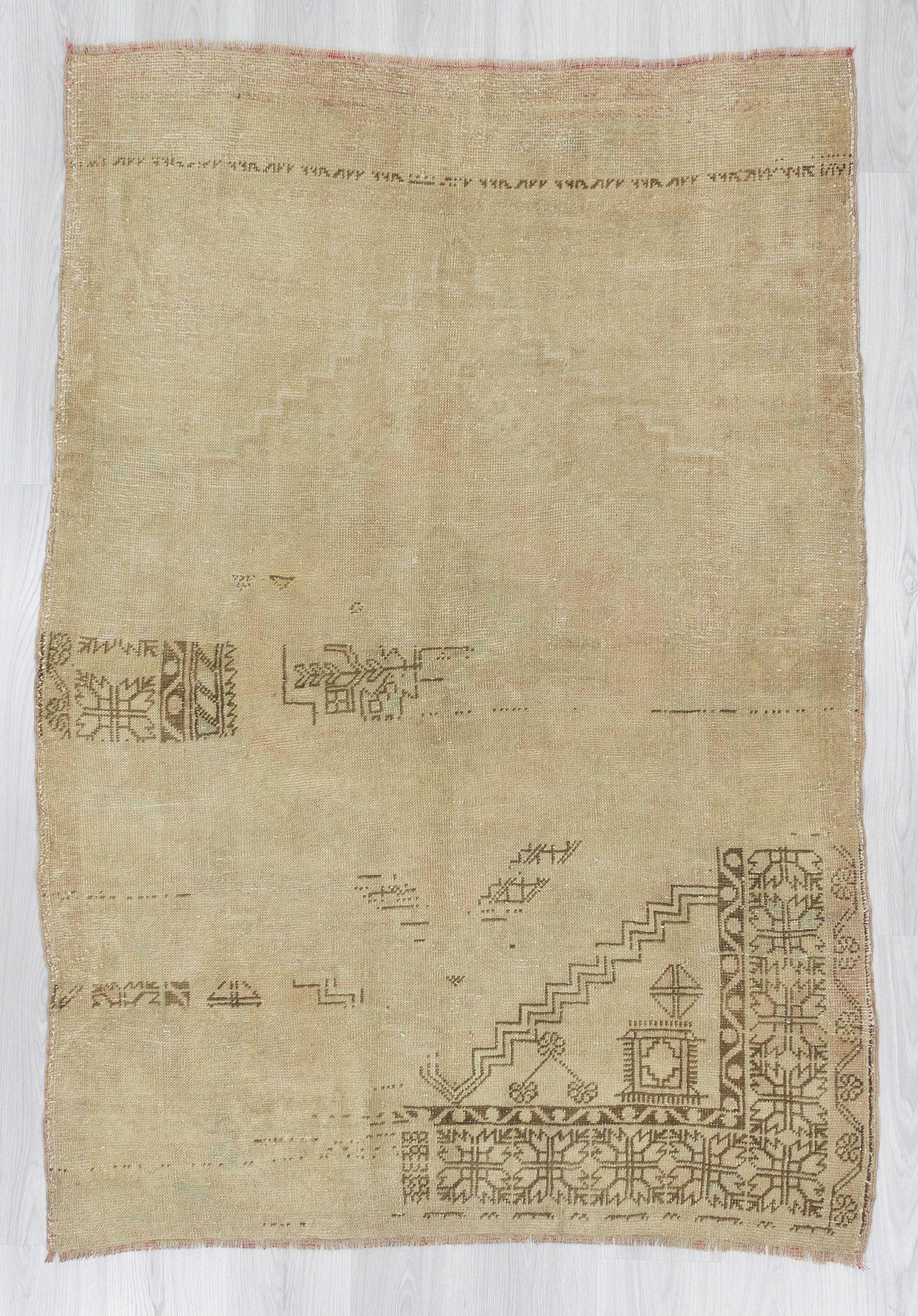 Washed out unique vintage Turkish rug