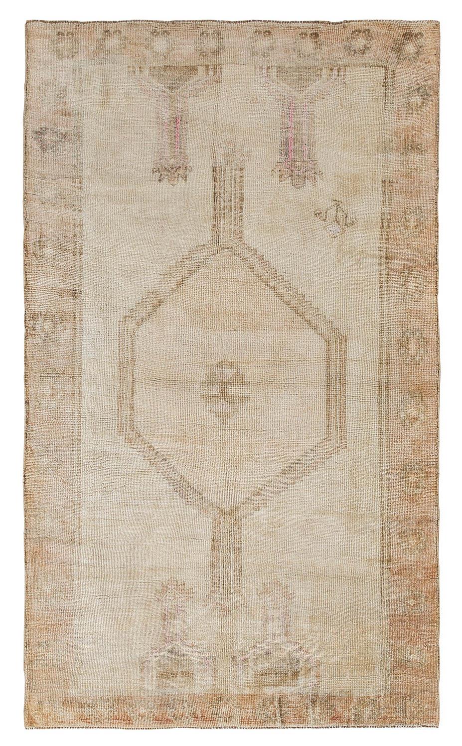 Washed Out Vintage Kars Wool Rug - 4`4'' x 7`4''