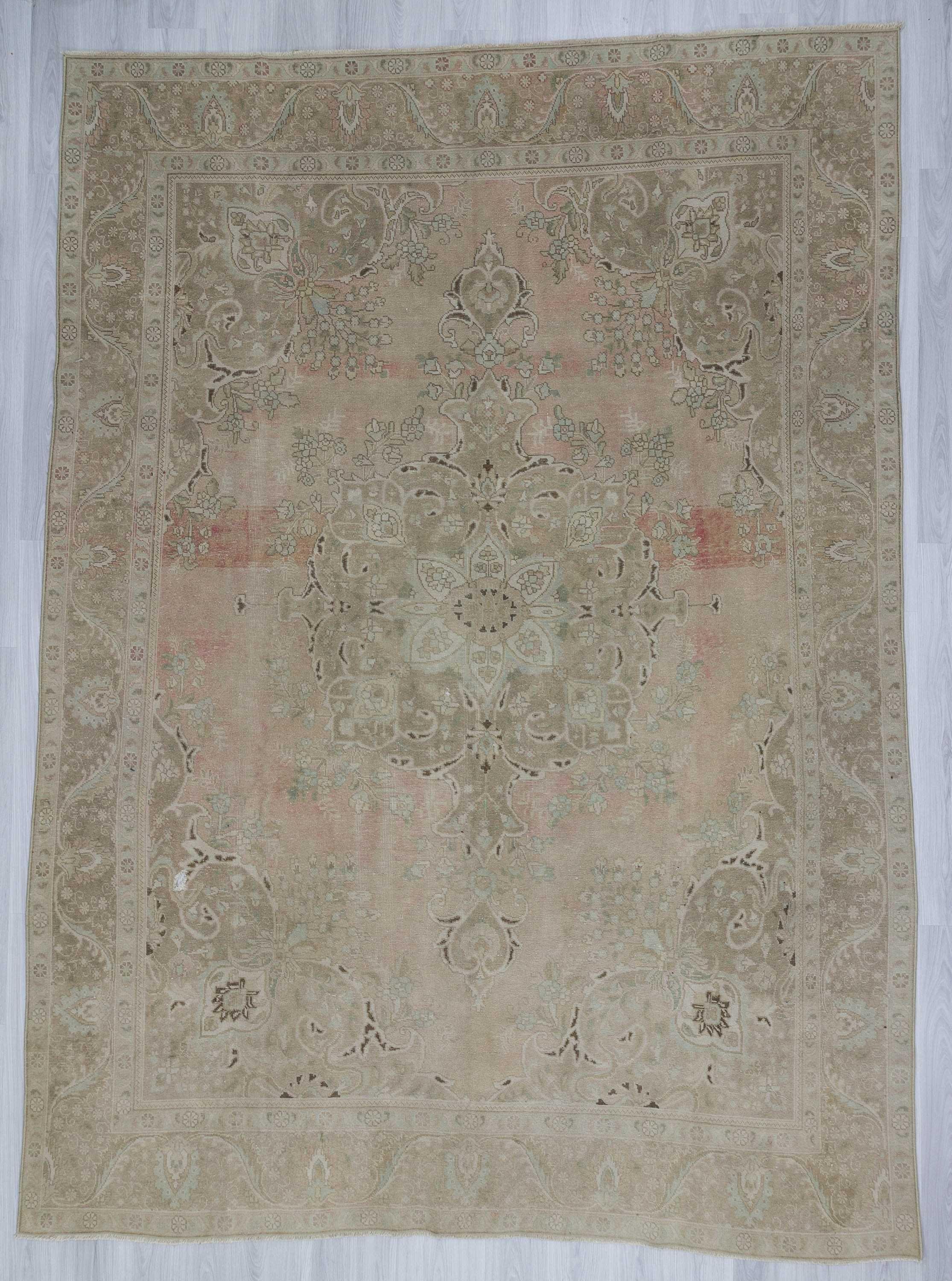 Washed out vintage large Persian Tabriz rug