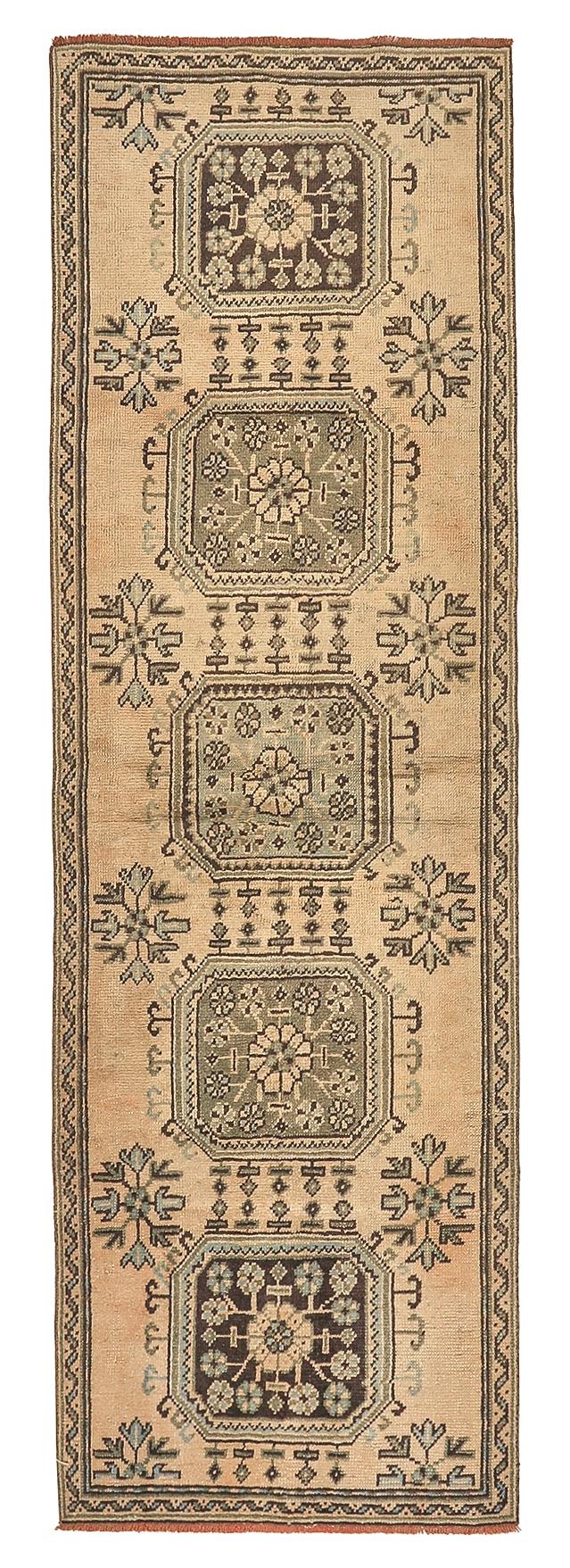 Washed Out Vintage Oushak Runner - 3`1'' x 9`11''