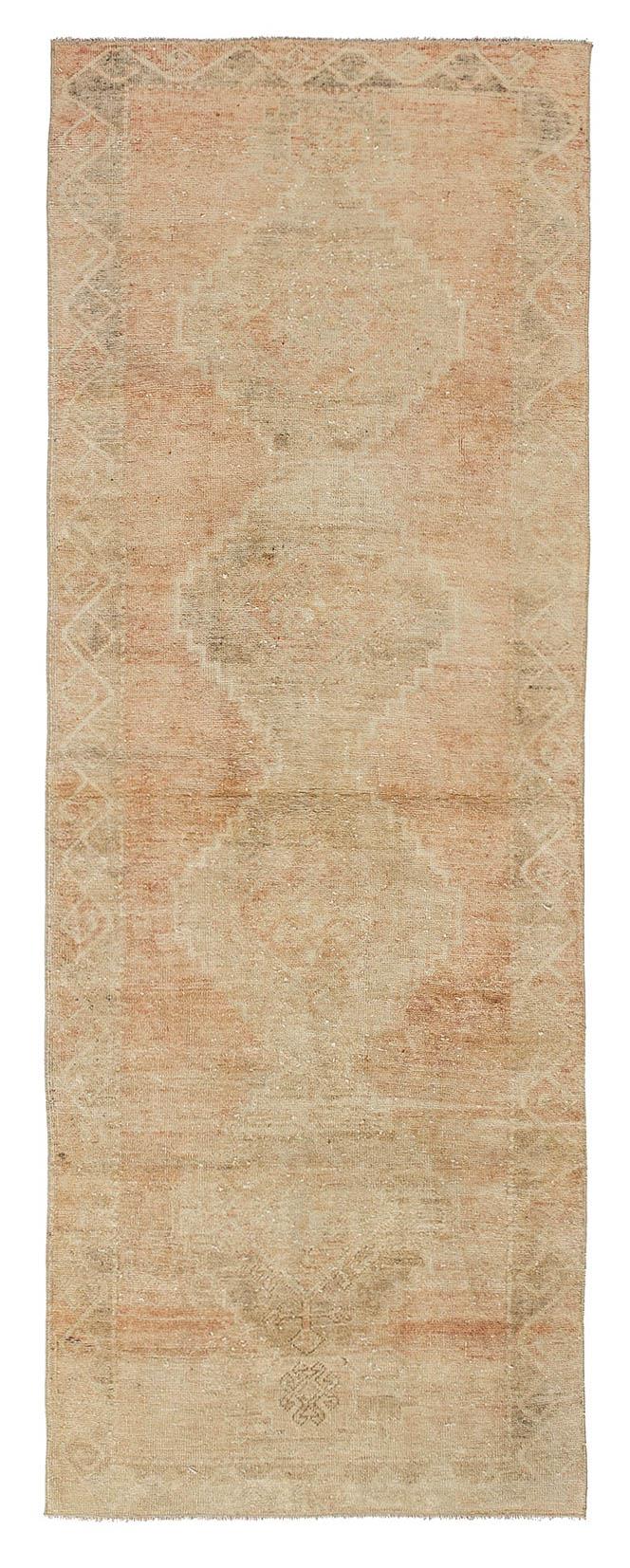 Washed Out Vintage Oushak Wool Rug - 3`5'' x 9`3''