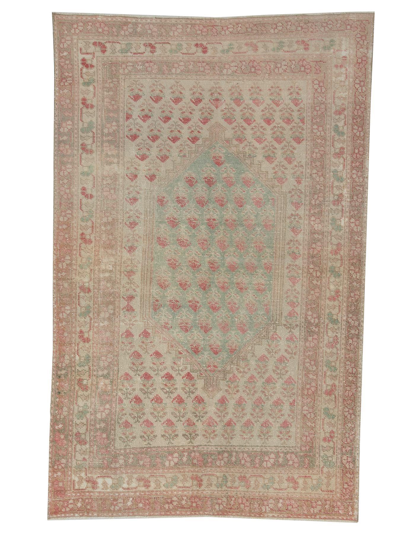 Washed Out Vintage Runner Rug - 4`3'' x 6`10''