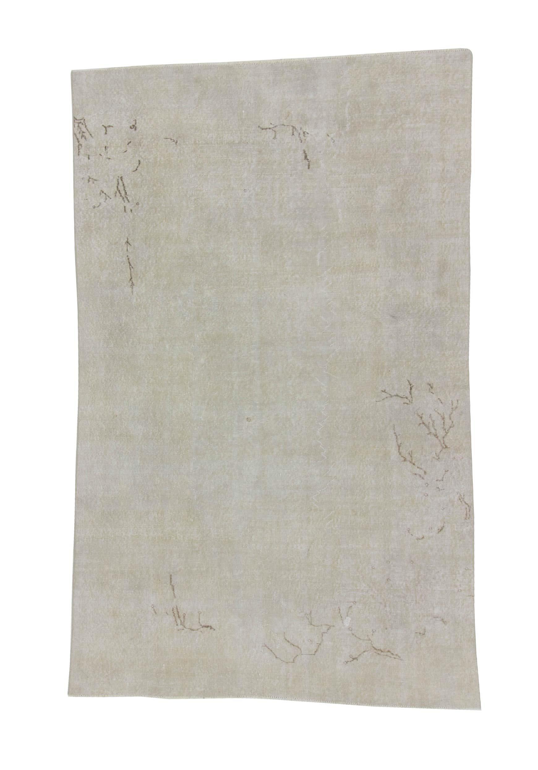 Washed Out Vintage Turkish Area Carpet