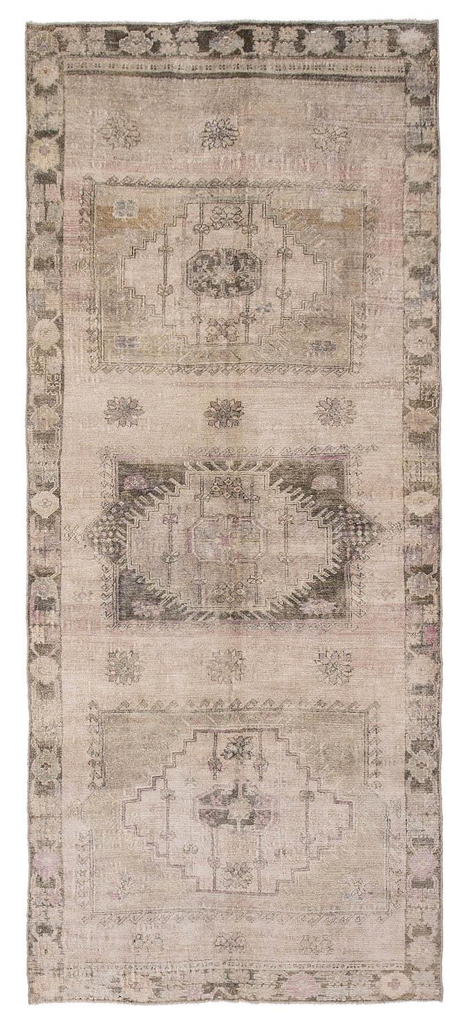 Washed Out Vintage Turkish Kars Rug - 5`3'' x 12`6''