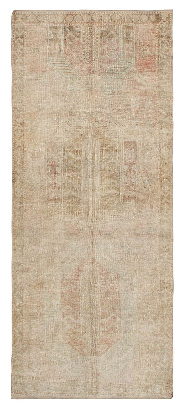 Washed Out Vintage Turkish Kars Rug - 4`10'' x 11`4''