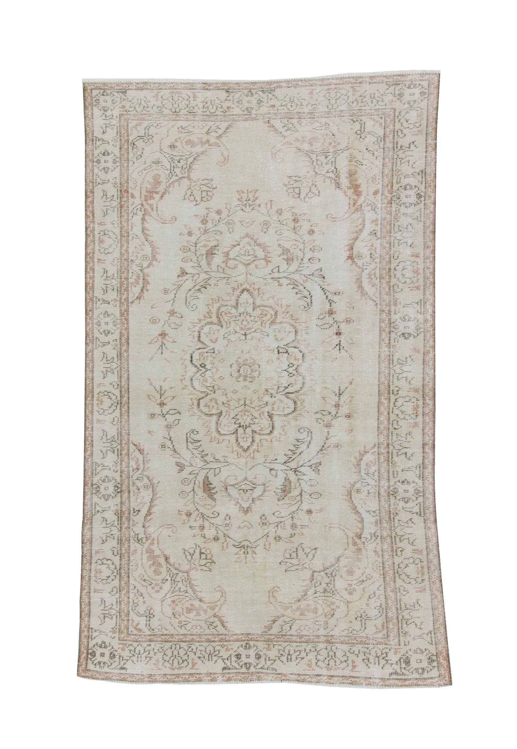 Washed Out Vintage Turkish Oushak Rug