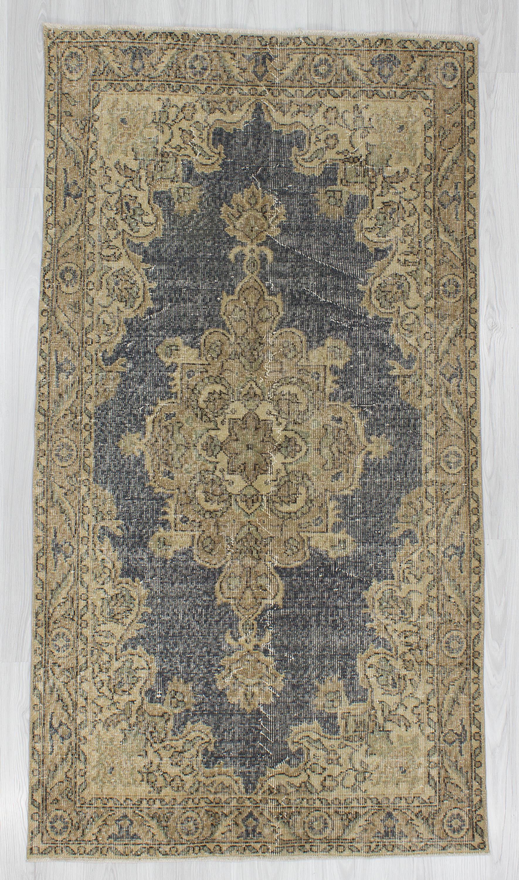 Washed Out Vintage Turkish Oushak Rug