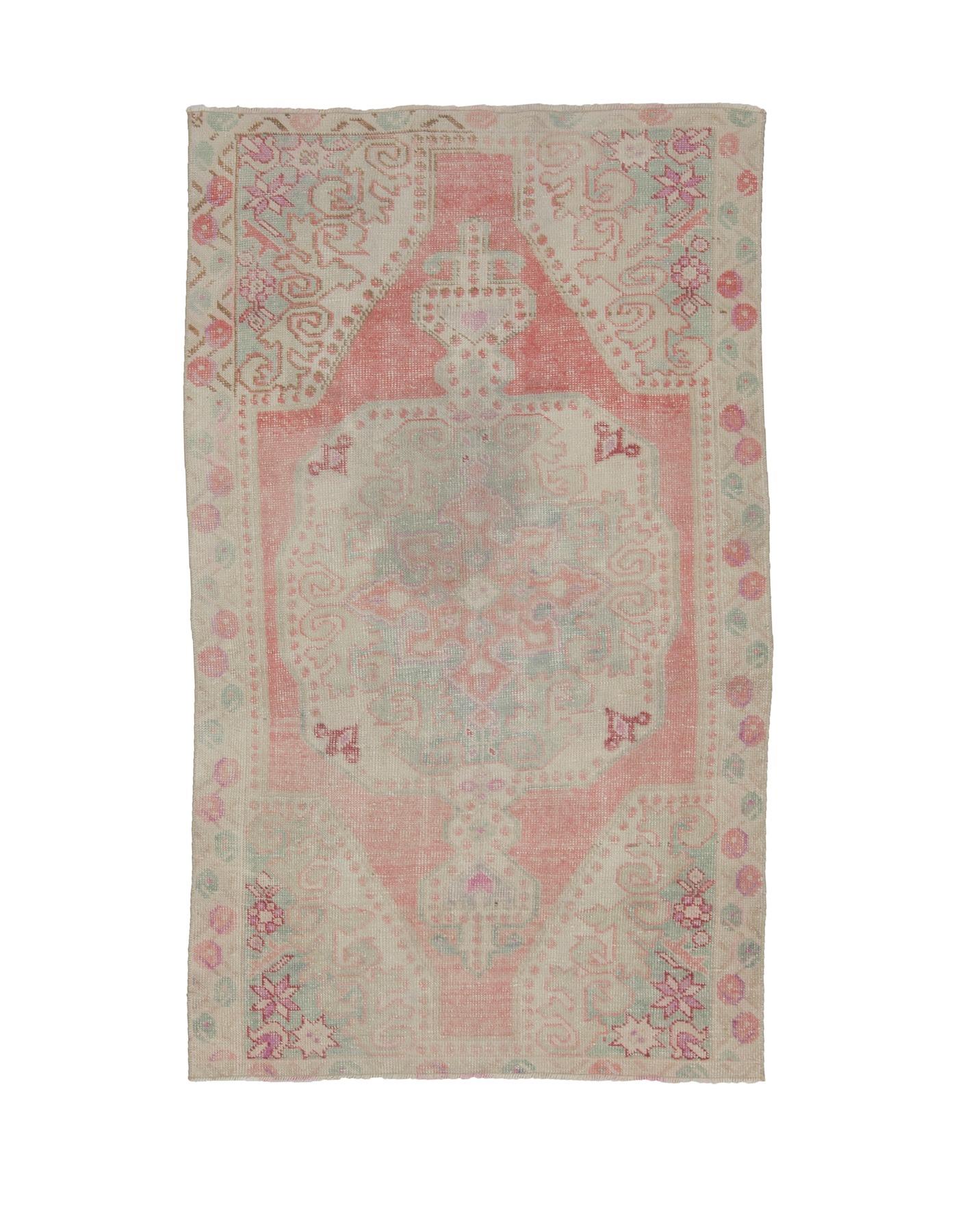 Washed Out Vintage Turkish Rug - 4`2'' x 7`3''