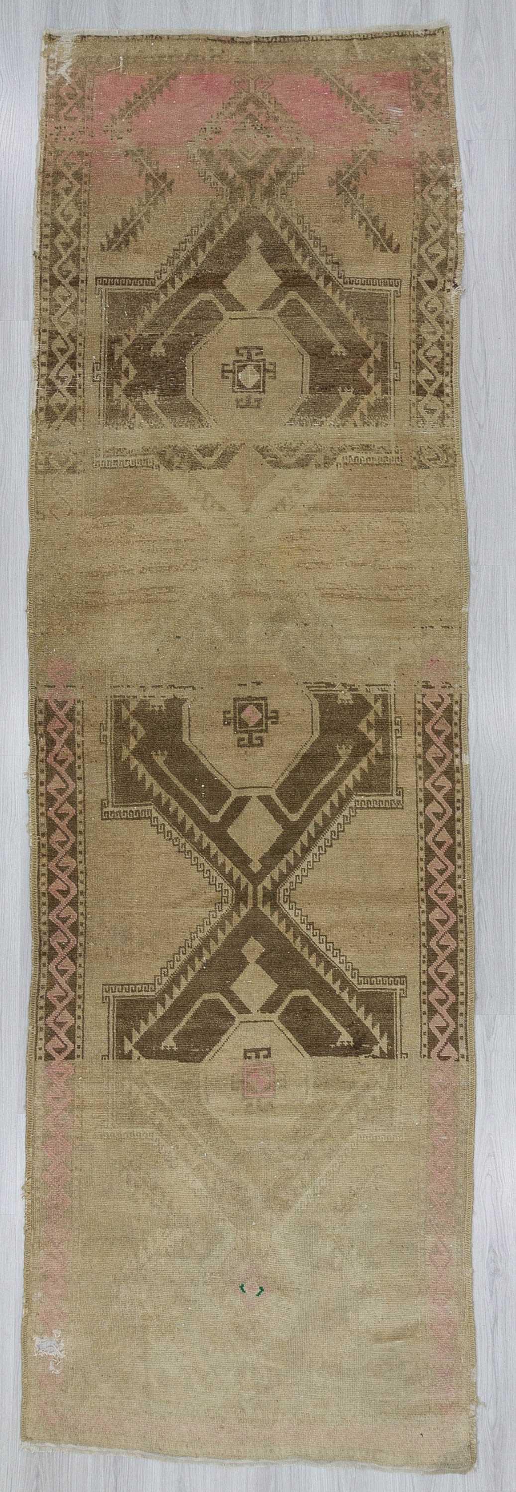 Washed out vintage Turkish runner rug