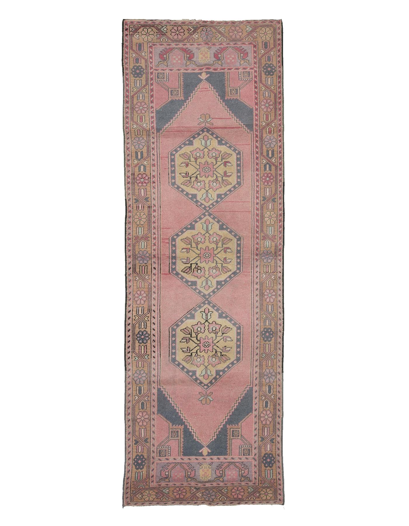 Washed Out Vintage Turkish Runner Rug