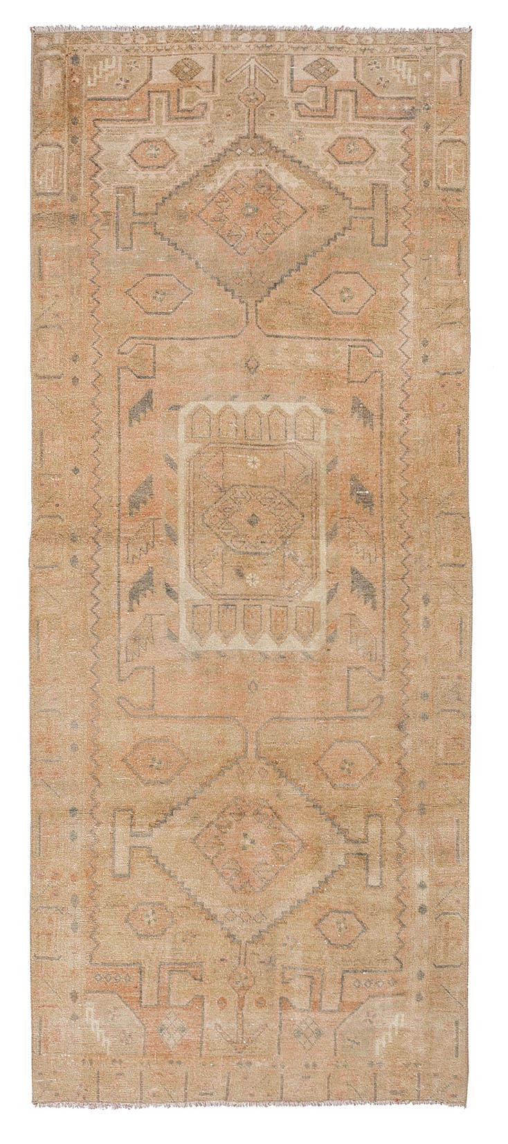 Washed Out Vintage Wool Rug - 3`10'' x 9`4''