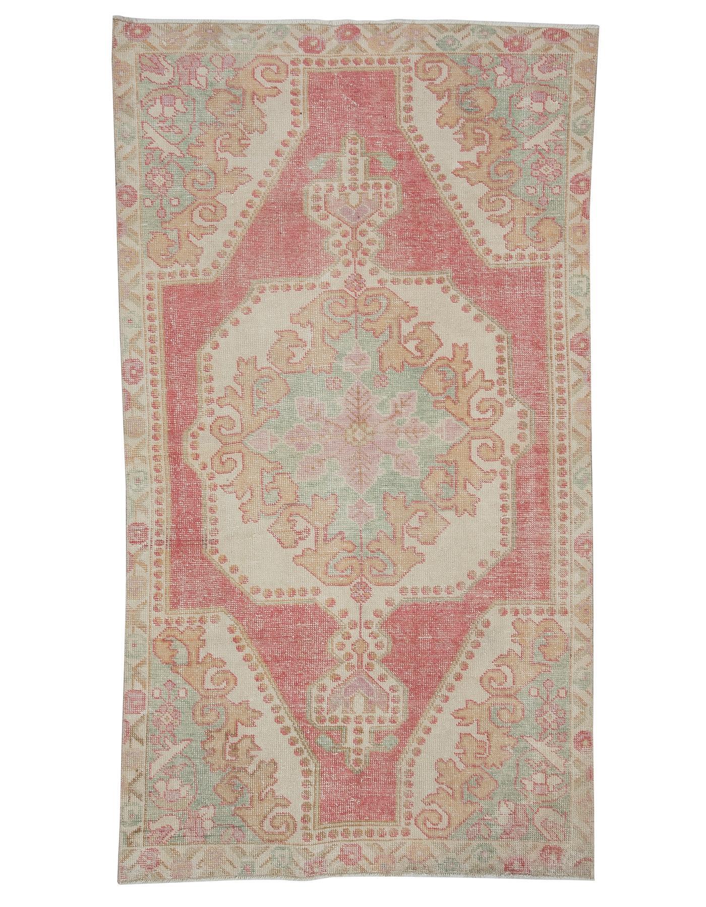 Washed Out Vintage Worn Rug - 4`1'' x 7`3''