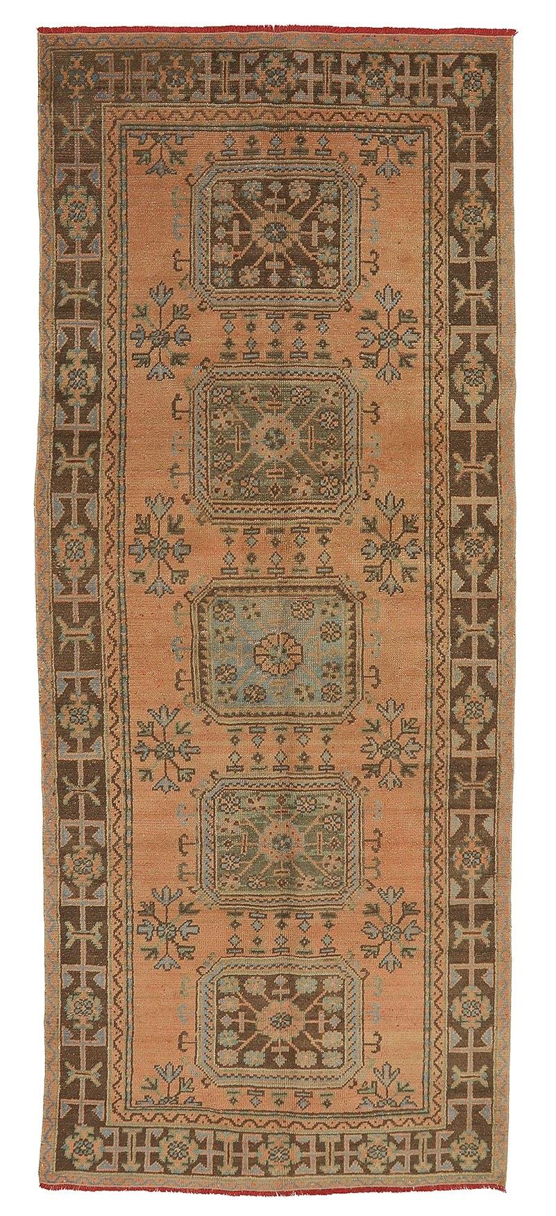Wide Vintage Turkish Oushak Runner Rug - 4`4'' x 11`0''