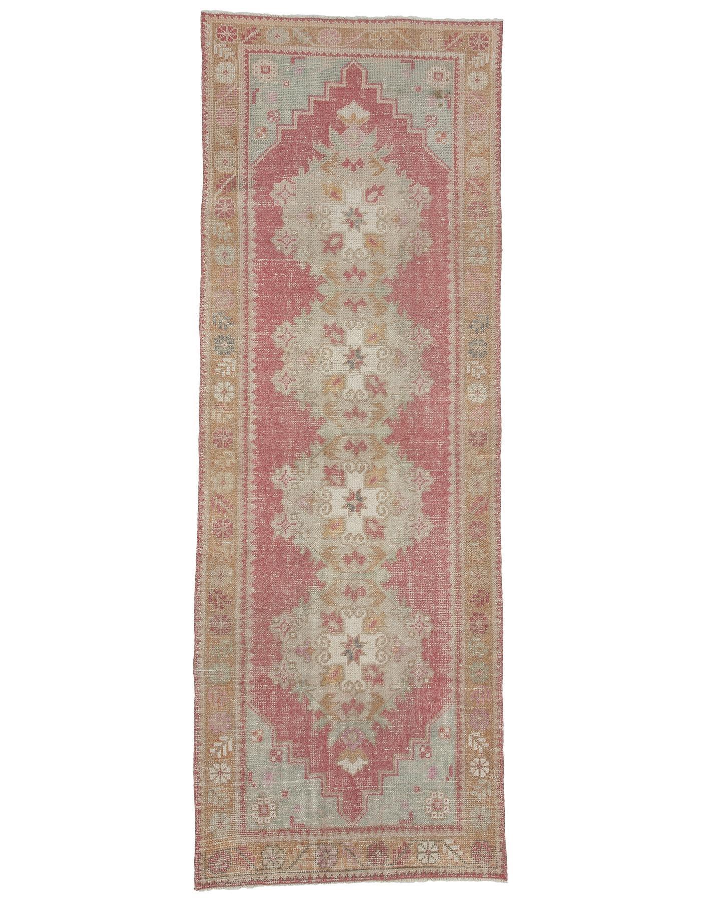 Worn Out Vintage Decorative Runner Rug - 3`3'' x 9`2''