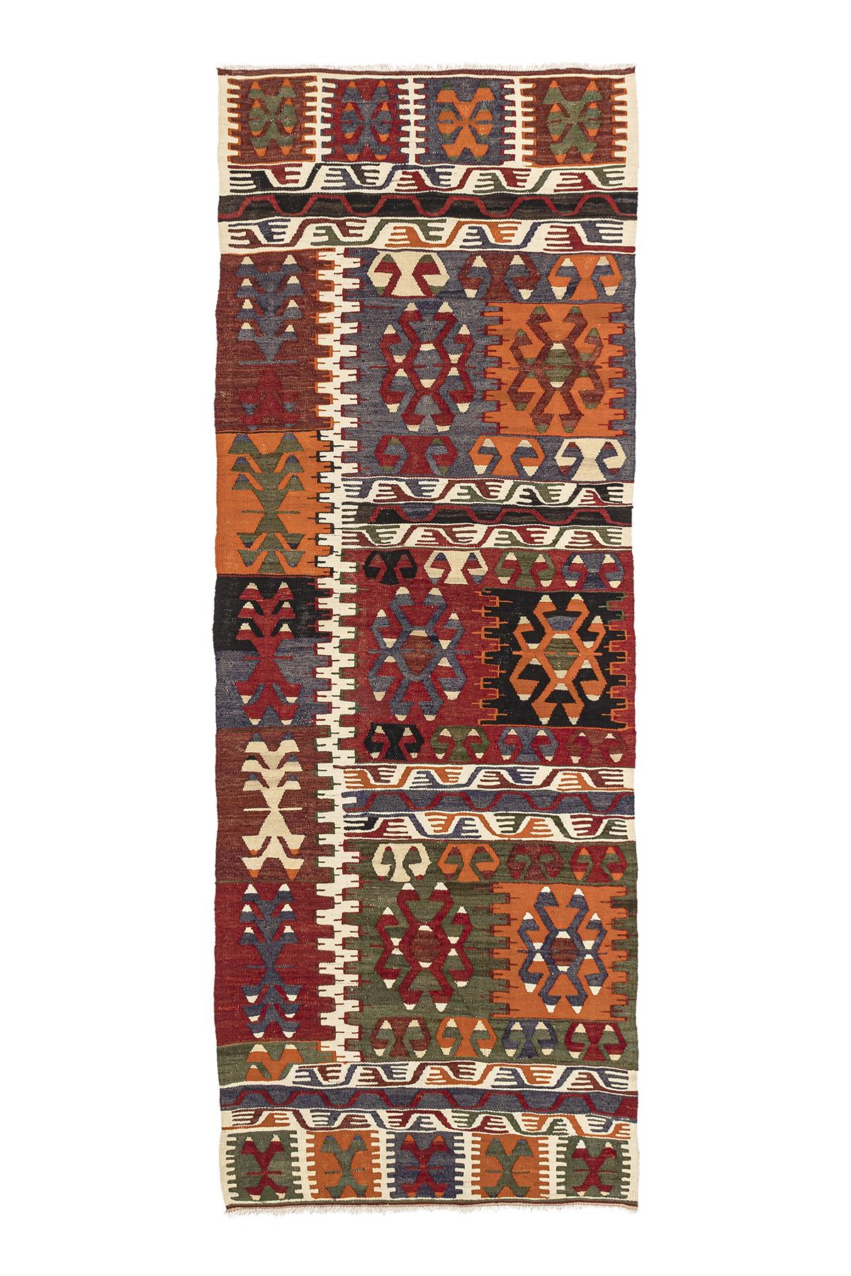 Sivas Kilim Rug (2.5 x 6.6 ft) | KILIM WHOLESALE - Vintage Handmade Pillows - Vintage Handmade Kilim Rugs - It is 100% wool. Artistic and historical rugs. Old handwoven rugs. - Online hand woven rugs and kilim cushions sales. Shipping to all ove
