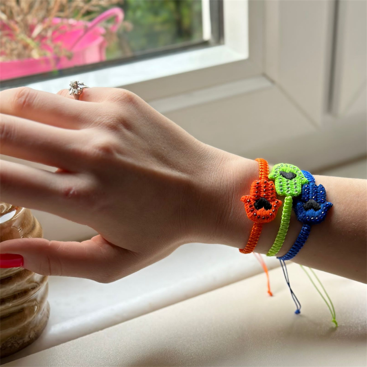 3 lü Neon Hamsa Bileklik