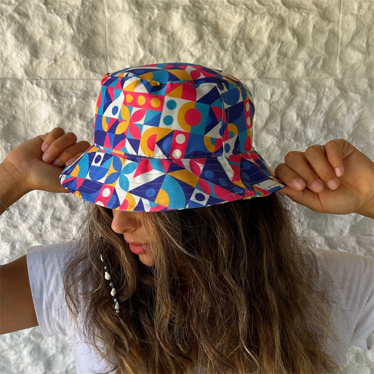 Geometrik Bucket Şapka 