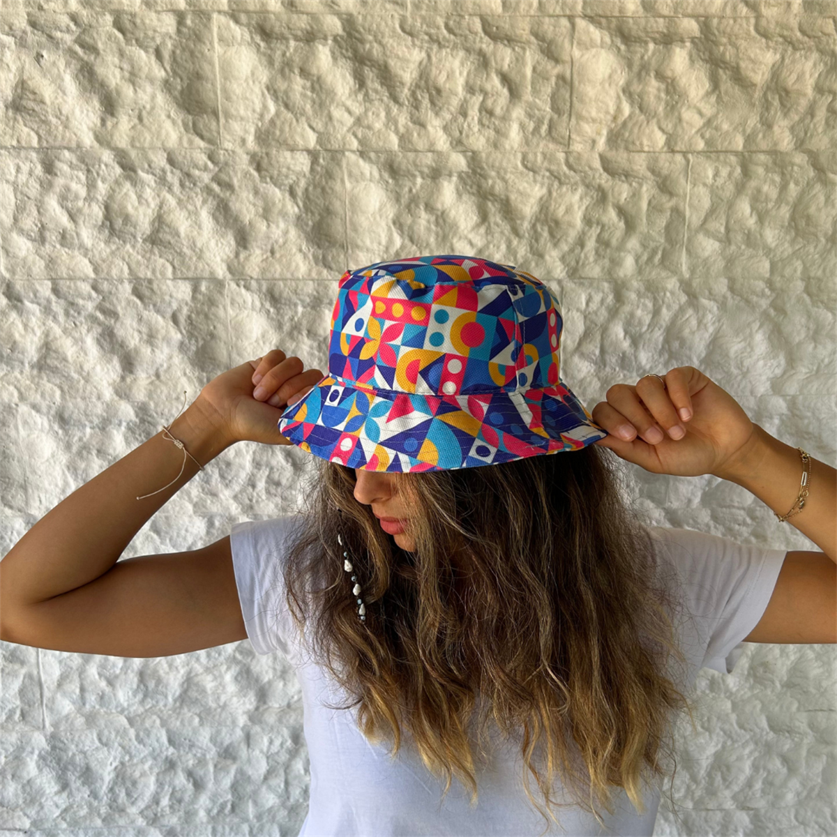 Geometrik Bucket Şapka 