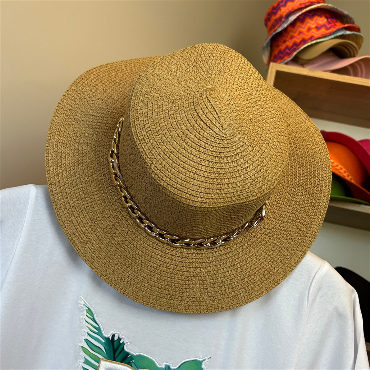 Kadın Camel Hasır Plaj Şapkası