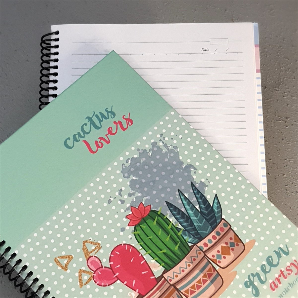 Kaktüs Çizgili Ajanda Not Defteri