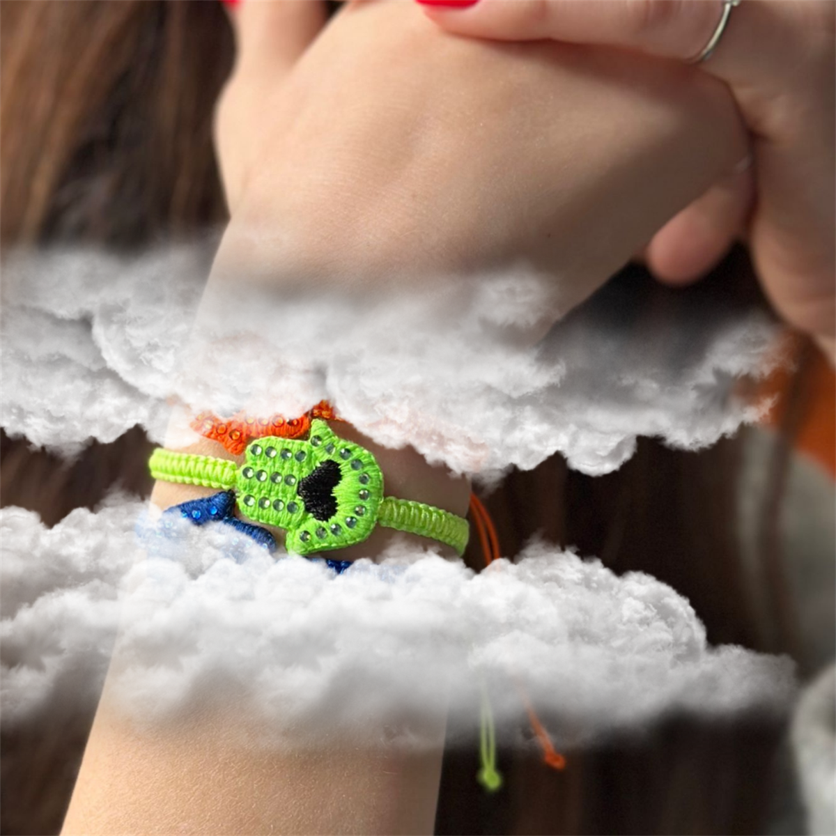 Örme Neon Hamsa Bileklik