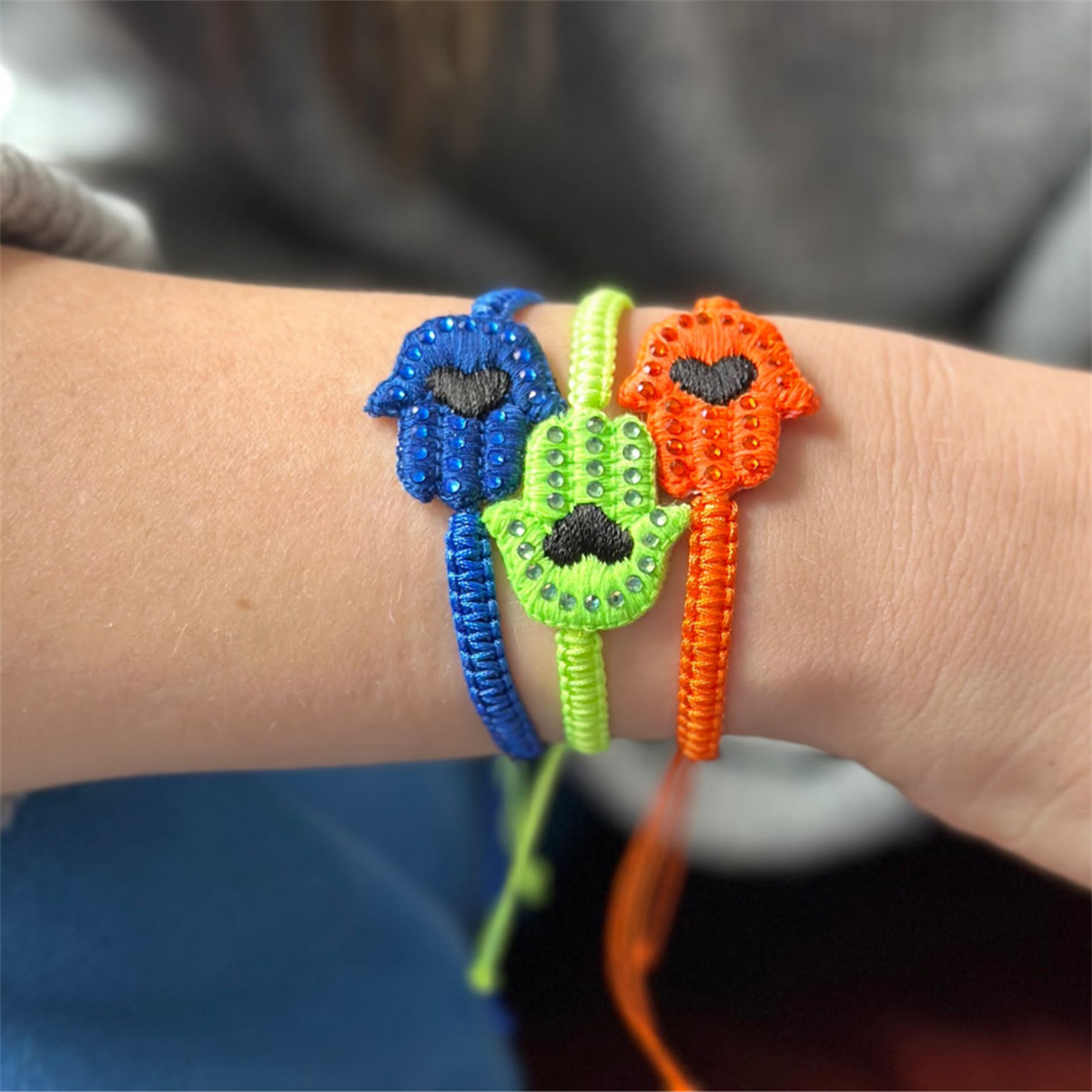 Örme Neon Hamsa Bileklik