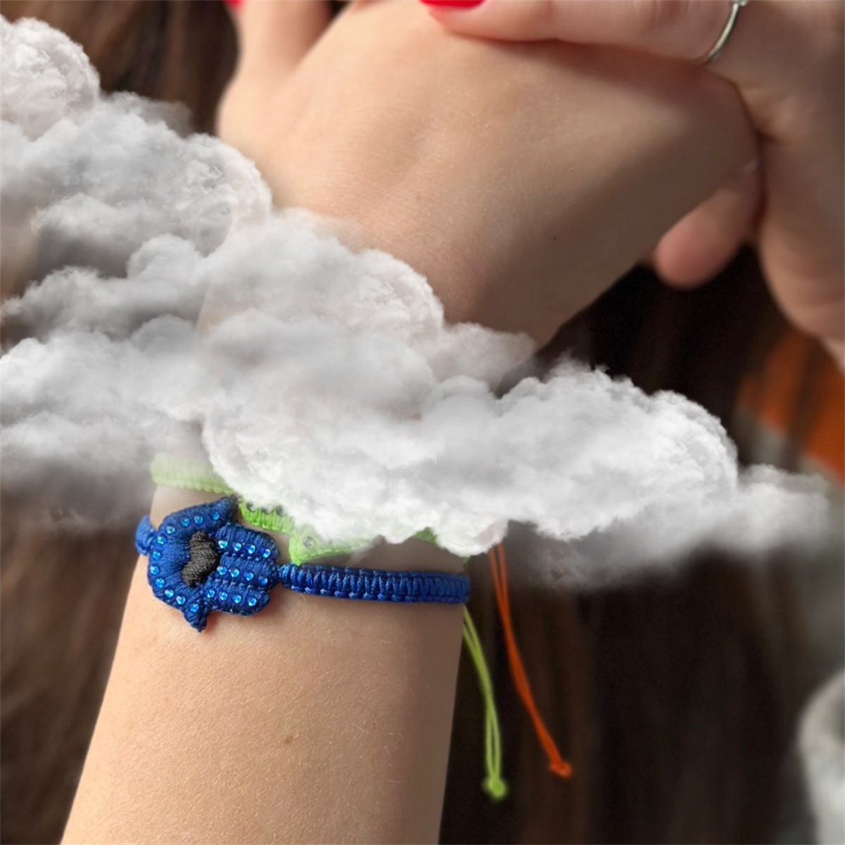 Örme Neon Hamsa Bileklik