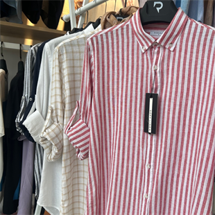 Çizgili Unisex Keten Gömlek 