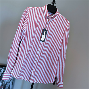 Çizgili Unisex Keten Gömlek 