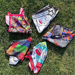 Desenli Saten Fular Bandana