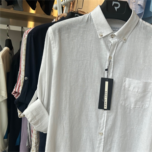 Erkek Beyaz Keten Gömlek 