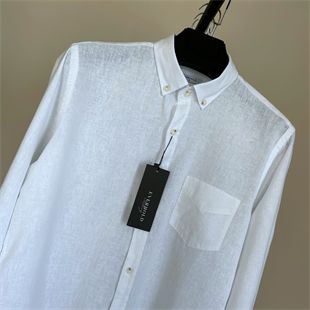 Erkek Beyaz Keten Gömlek 