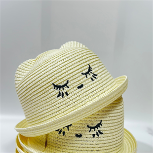 Figürlü Çocuk Hasır Plaj Şapkası