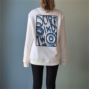 Unisex Beyaz Sırt Baskılı Sweatshirt