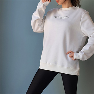 Unisex Beyaz Sırt Baskılı Sweatshirt