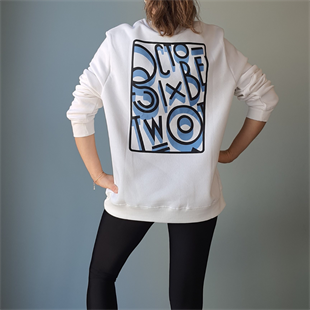 Unisex Beyaz Sırt Baskılı Sweatshirt